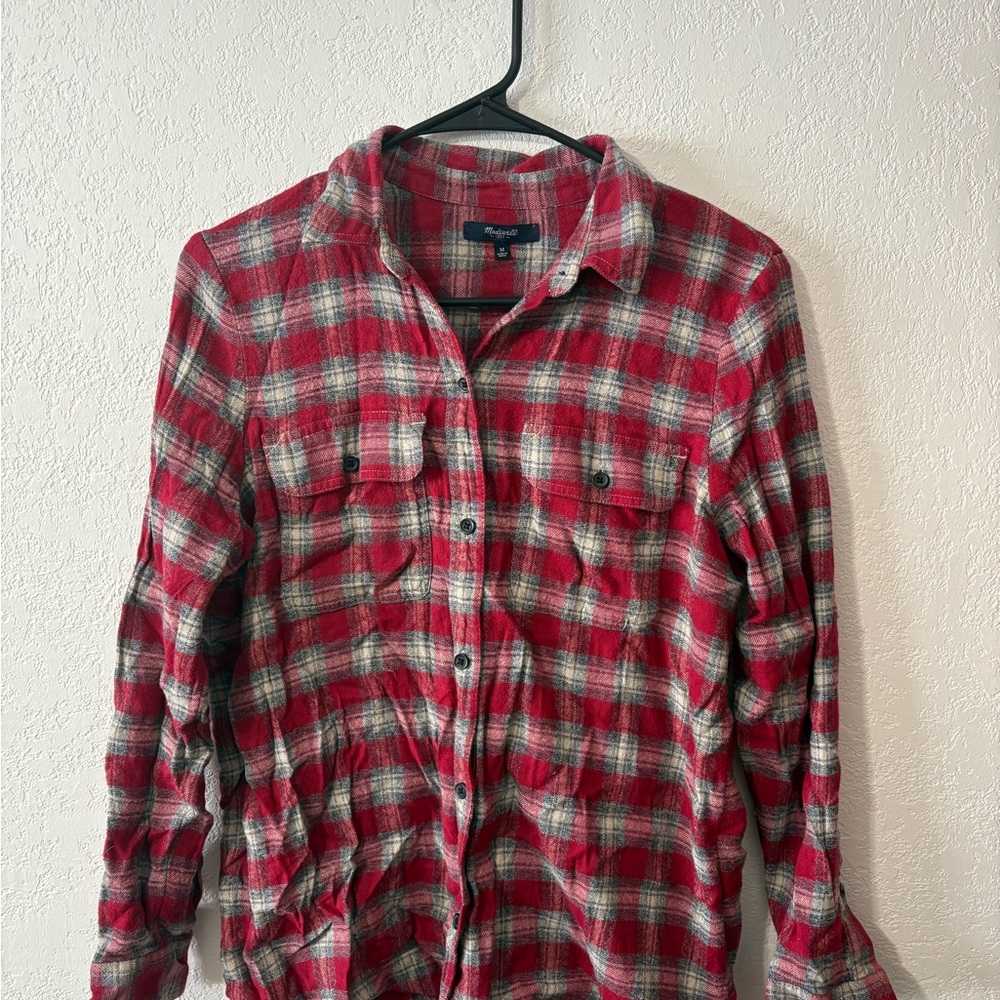 Madewell Red and Gray Plaid Shirt
